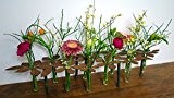 Edelrost Tischdeko Ständer "Blumen" 64 cm lang inkl. 10 Reagenzgläsern