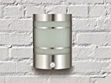 Edle IR Wand-Außenleuchte Außenlampe mit Bewegungsmelder aus Edelstahl & Echtglas Gartenleuchte 1010-pir