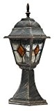 Edle Sockelleuchte Stehlampe in antik-gold Tiffany-Glas Hoflampe Außenleuchte Gartenleuchte 8183 IP43