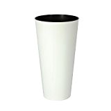 Edle Vase Blumentopf inkl. Einsatz glänzend weiss TUBUS Serie Kunststoff h-285 mm