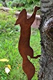 Eichhörnchen- springendes lustiges Eichhörnchen zum Befestigen am Baum- Metall mit Edelrost, Länge 31 cm, sehr stabile Ausführung