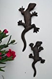 Eidechse-Gecko aus Metall, 2 Stück- groß und klein- Gusseisen braun im modernem Antikdesign, zum Hängen oder liegend als dekorativer Blickfang- ...