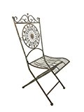 Eleganter robuster Stuhl "Almeria" aus Metall im Landhaus-Stil, Antikgrün für Haus und Garten