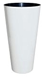 Elegantes Pflanzgefäß Tubus Slim Hochglanz mit Pflanzeinsatz, Farbe:weiß;Höhe:58 cm