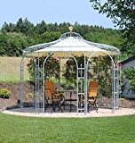 ELEO Florenz runder Gartenpavillon aus Metall mit Sonnensegel, Ø 3,7 Meter (Oberfläche: feuerverzinkt)