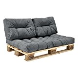 [en.casa] 1x Rückenkissen für Euro-Paletten-Sofa [hellgrau] Palettenkissen Auflage In/Outdoor Polster Möbel
