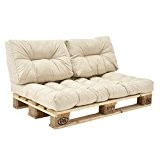 [en.casa] Palettenkissen - 3er Set - Sitzpolster + Rückenkissen [creme] Paletten-Sofa In/Outdoor
