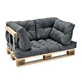 [en.casa] Palettenkissen - 5er Set - Sitzpolster + Rückenkissen [hellgrau] Paletten-Sofa In/Outdoor