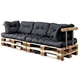 [en.casa] Palettenkissen - 7-teilig - Sitzpolster + Rückenkissen [dunkelgrau] Paletten-Sofa In/Outdoor