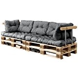[en.casa] Palettenkissen - 7-teilig - Sitzpolster + Rückenkissen [hellgrau] Paletten-Sofa In/Outdoor