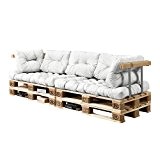 [en.casa] Palettenkissen - 7-teilig - Sitzpolster + Rückenkissen [weiß] Paletten-Sofa In/Outdoor