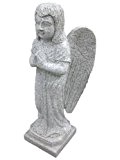Engel aus grauem Granit, handgearbeitete Naturstein Dekofigur, Grabstein, Steinfigur