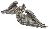 Engel im Flügel Grabengel liegend beschützend mit Hund oder Katze Grabschmuck , Motiv:Hund