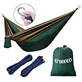 Enkeeo Double Hängematte (260cm x 130cm , Capacity 200 kg) Nylongewebe Tragbare Backpacking Camping Hammock Inklusive 2 Premium Baum Ropes ...