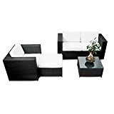erweiterbares 12tlg. Polyrattan Lounge Möbel Set Balkon - schwarz - Sitzgruppe Garnitur Gartenmöbel Balkon Lounge Terrasse - inkl. Lounge Sofa ...