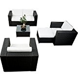 erweiterbares 15tlg. Lounge Sofa Sitzgruppe Polyrattan - schwarz - Gartenmöbel Sitzgruppe Garnitur Lounge Möbel XXL Set - inkl. Lounge Sofa ...
