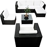 erweiterbares 21tlg. Eck Polyrattan Lounge Set - schwarz - Gartenmöbel Sitzgruppe Garnitur Lounge Möbel Ecke - inkl. Lounge Sessel + ...