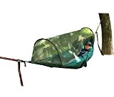 esenfa Tragbare Outdoor Wandern Camping Survival Freizeit Parachute Nylon Schaukeln Mesh Hängematte mit Moskitonetz ohne Seil Swing dunkelgrün