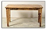 Ess-Tisch aus massivem Mango-Holz 140x70cm Antik-Finish recht-eckig | Crust | Antiker Küchen-Tisch aus Massiv-Holz mit starken Gebrauchsspuren 140cm x 70cm ...