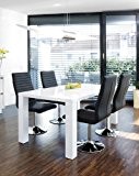 Ess-Tisch weiß Hochglanz aus MDF 120x80cm recht-eckig | Luca | Moderner Küchen-Tisch aus MDF-Holz weiss 120cm x 80cm | Vierfußtisch ...