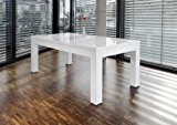 Ess-Tisch weiß Hochglanz ausziehbar aus MDF 180x90 cm recht-eckig | Luca | Moderner Küchen-Tisch weiss ausziehbar auf 260cm x 90cm ...