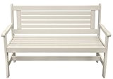 Esschert Design Bank mit Armlehne aus Holz in weiß, ca. 129 cm x 59 cm x 89 cm