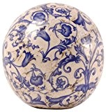 Esschert Design Blau-Weiß Keramik Dekokugel, Gartenkugel, Gartendeko, Beetkugel, 12 cm Durchmesser