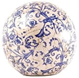Esschert Design Dekokugel, Gartenkugel aus Keramik in blau-weiß, Größe L, Ø ca. 18 cm