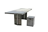 Esszimmer-Tisch aus Leichtbeton und Metall recht-eckig 200x100x76 cm | Concrete | Grauer Vierfuß-Tisch Gestell aus Metall und Leichtbeton auf Holz ...