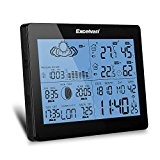 EXCELVAN Funk Wetterstation mit Außensensor Hygrometer Barometer Thermometer Wetterprognose Dual Alarm