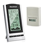 Excelvan Funkwetterstation Wireless Indoor & Outdoor Digital Multifuction Weather Station Feuchtigkeit Temperatur Barometer Wetterprognose Wetterstation inkl. Außensensor