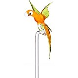 Exklusiver handgeformter Orchideenstab, Rankhilfe "PAPAGEI" orange/gruen, H=ca. 44 cm, handgeformt in Deutschland - jedes Stück ein Unikat (ART GLASS powered ...