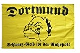 Fahne / Flagge Dortmund Bulldogge schwarz-gelber Ruhrpott + gratis Sticker, Flaggenfritze®