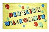 Fahne / Flagge Herzlich Willkommen + gratis Sticker, Flaggenfritze®