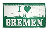 Fahne / Flagge I Love Bremen + gratis Sticker, Flaggenfritze®