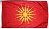 Fahne / Flagge Mazedonien alt 1992-1995 + gratis Sticker, Flaggenfritze®