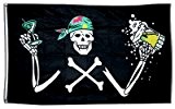 Fahne / Flagge Pirat mit Bier + gratis Sticker, Flaggenfritze®