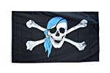 Fahne / Flagge Pirat mit blauem Kopftuch + gratis Sticker, Flaggenfritze®