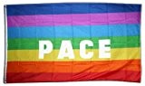 Fahne / Flagge Regenbogen mit PACE + gratis Sticker, Flaggenfritze®