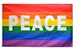 Fahne / Flagge Regenbogen mit PEACE + gratis Sticker, Flaggenfritze®