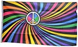 Fahne / Flagge Regenbogen Peace Swirl + gratis Sticker, Flaggenfritze®