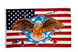 Fahne / Flagge USA mit breitem Adler + gratis Sticker, Flaggenfritze®