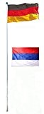 Fahnenmast 4m ~ Flagge Deutschland + Fahne Russland, 90x150cm