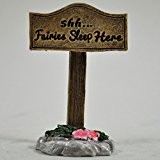 Fairy Garden UK Mini Holz Zeichen "Shh Fairies Sleep Here" Garten Miniatur Home Decor - Elfe Pixie Hobbit Zauberhafte Geschenkidee - Höhe: 7 cm