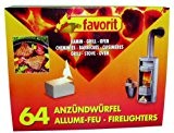 favorit 1249 Anzündwürfel für Grill, Kamin und Ofen, 64-er Pack
