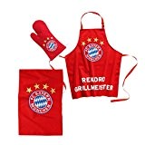 FC Bayern München Rekord Grillmeister BBQ Grillset 3 teilig, Schürtze, Handtuch, Handschuh FCB