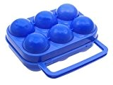 FIBEGA Eierbox aus robustem Kunststoff, für 6 Eier, mit Griff - blau