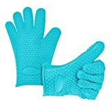 Fieans 1 Paar Erstaunliche Silikone Topflappen Ofenhandschuhe Grilling Gloves Kuehlschrank Handschuhe-Himmel blau