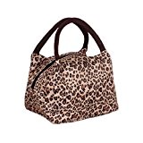 Fieans Mode Bunte Stripes Oxford Isoliertasche Picknicktasche Lunch Tasche Einkaufstasche Lunch Bags-Leopard