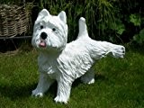 Figur Hund West Terrier pinkelnd H 40 x L 50 cm Dekofigur aus Kunstharz